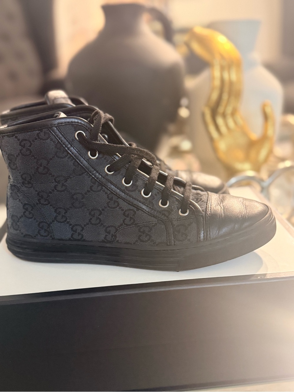 Gucci Black High-Top GG Canvas Sneaker
